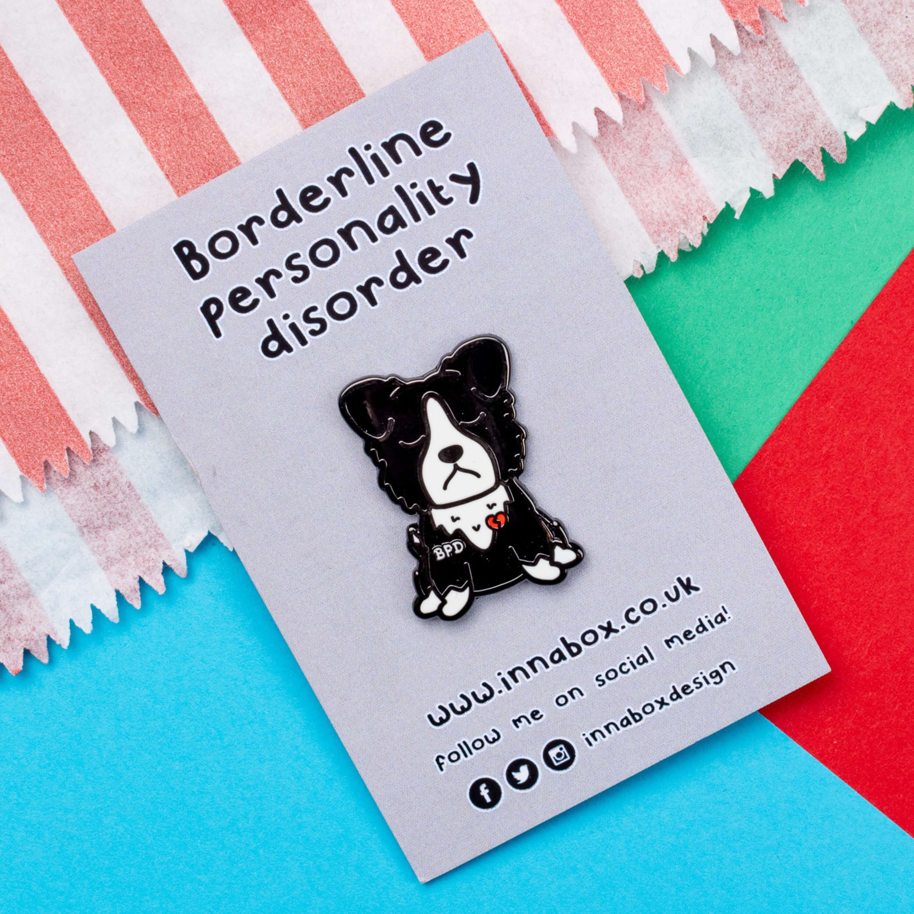 Borderline Personality Disorder Border Collie Dog Enamel Pin - BPD ...