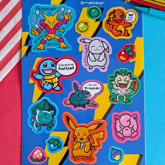 Chronic illness Pokemon - A5 Sticker Sheet