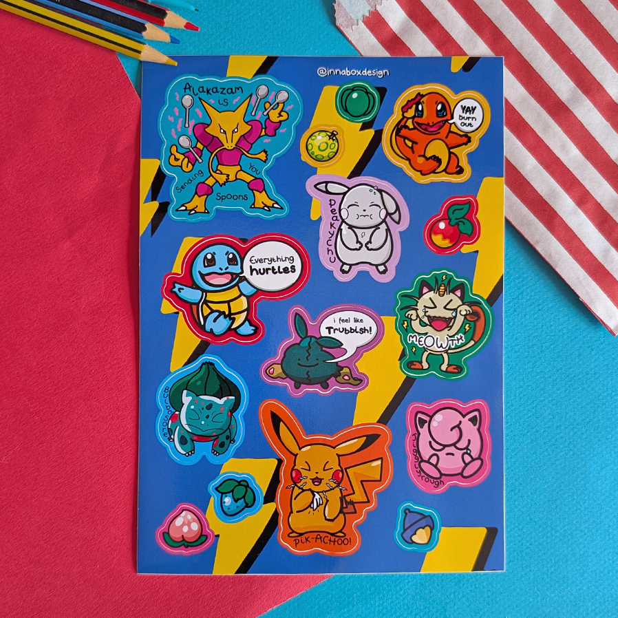 Chronic illness Pokemon - A5 Sticker Sheet