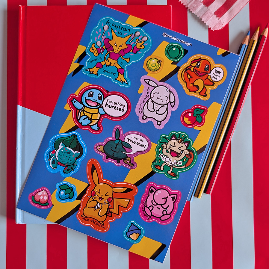 Chronic illness Pokemon - A5 Sticker Sheet