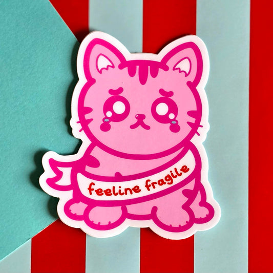 Feeline Fragile Cat Vinyl Sticker