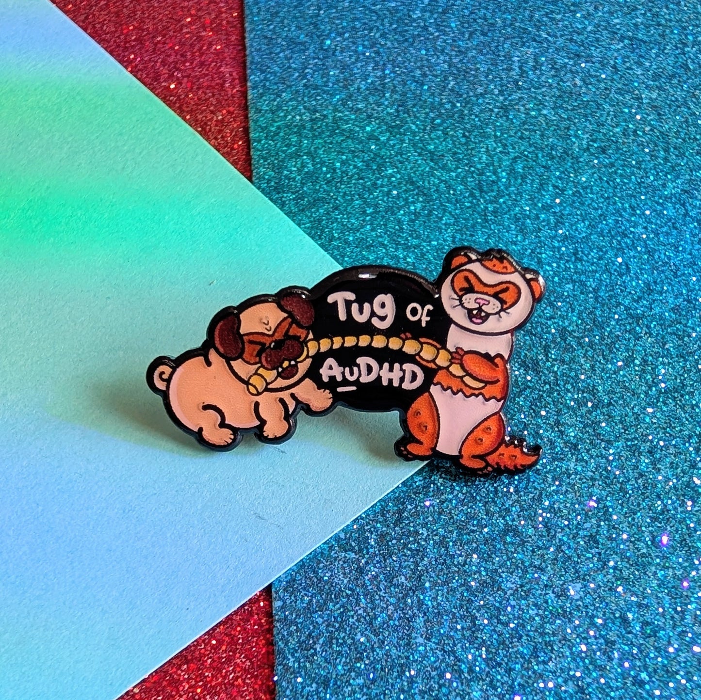 Tug of AuDHD Enamel Pin